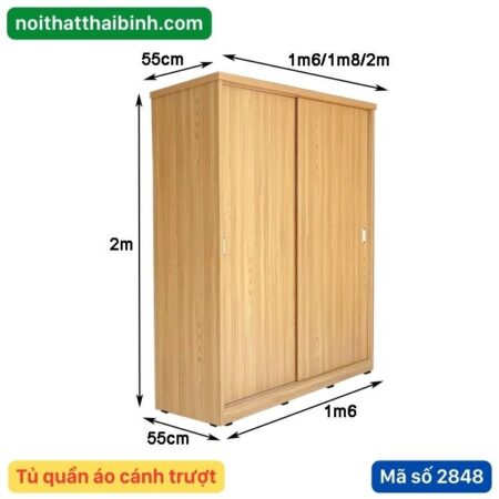 Tủ quần áo cửa lùa 1m6 MS 2848