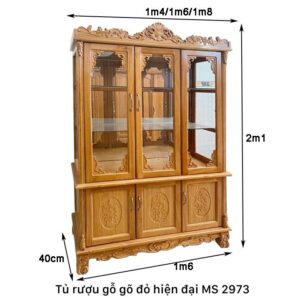 Tủ rượu gỗ gõ đỏ hiện đại MS 2973 9 Tủ rượu gỗ gõ đỏ hiện đại MS 2973
