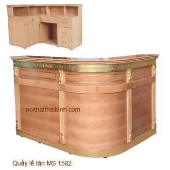 Quầy lễ tân bo góc chất lượng MS 1582 Giá bán= 15,500,000đ giảm còn= 13,500,000đ