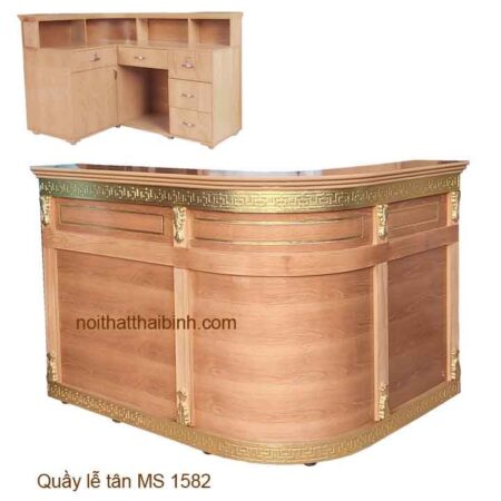 Quầy lễ tân bo góc chất lượng MS 1582 Giá bán= 15,500,000đ giảm còn= 13,500,000đ