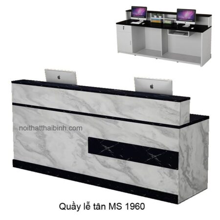 Quầy lễ tân hiện đại vân đá MS 1960