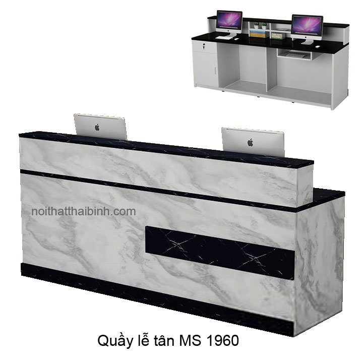 Quầy lễ tân hiện đại vân đá MS 1960 1 Quầy lễ tân hiện đại vân đá MS 1960