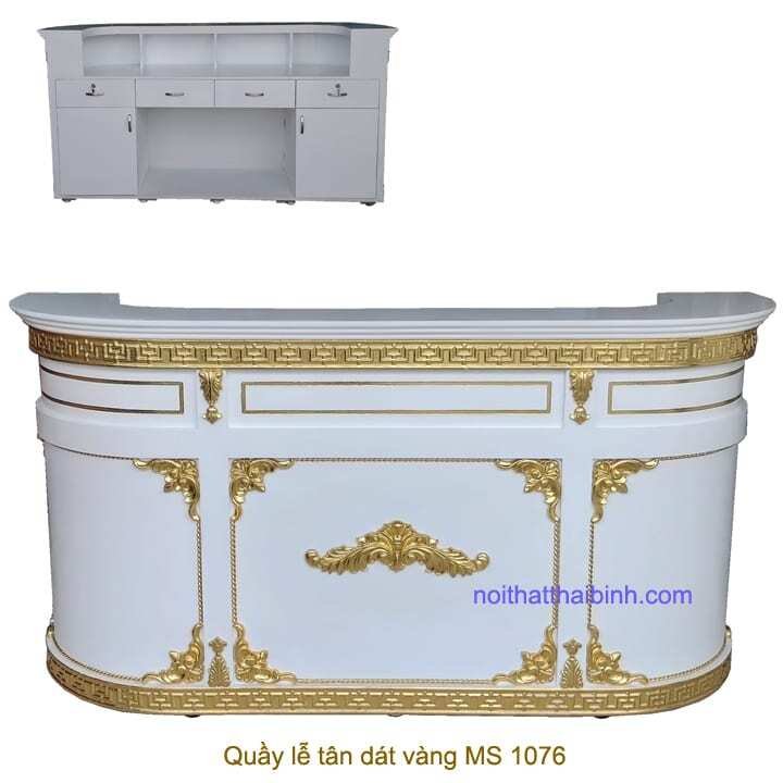Quầy lễ tân dát vàng MS 1076 Giá bán = 20.000.000 đ 1 Quầy lễ tân dát vàng MS 1076 Giá bán = 20.000.000 đ