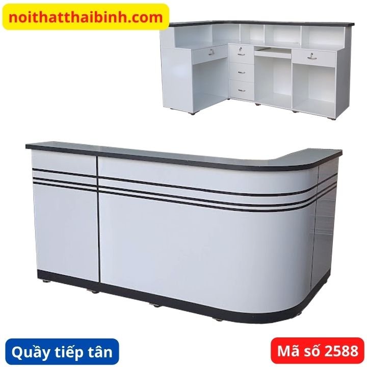 Quầy tiếp tân góc cong 1m6 MS 2588 1 Quầy tiếp tân góc cong 1m6 MS 2588