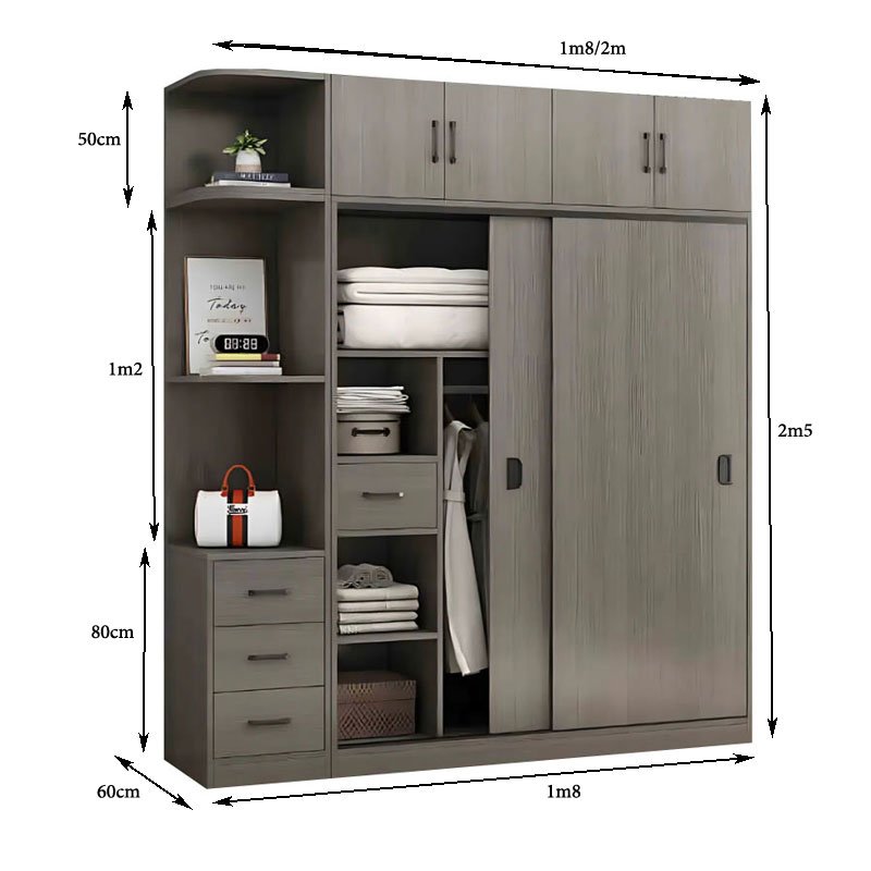 Tủ Áo 2 Tầng cửa lùa có kệ trang trí MS 3196 5 Tủ Áo 2 Tầng cửa lùa có kệ trang trí MS 3196 - Ảnh 5