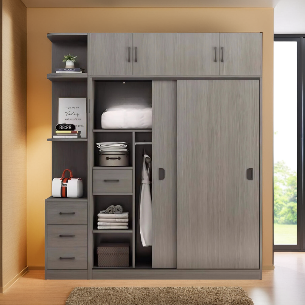 Tủ Áo 2 Tầng cửa lùa có kệ trang trí MS 3196 4 Tủ Áo 2 Tầng cửa lùa có kệ trang trí MS 3196 - Ảnh 4