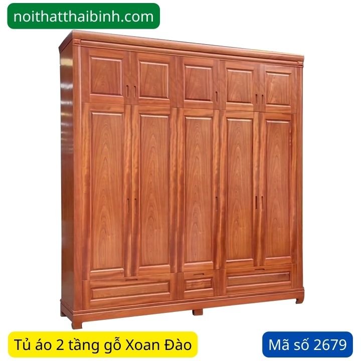 Tủ áo 2 tầng gỗ Xoan Đào MS 2679 1 Tủ áo 2 tầng gỗ Xoan Đào MS 2679