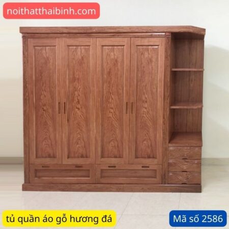 Tủ áo gỗ hương đá góc MS 2586