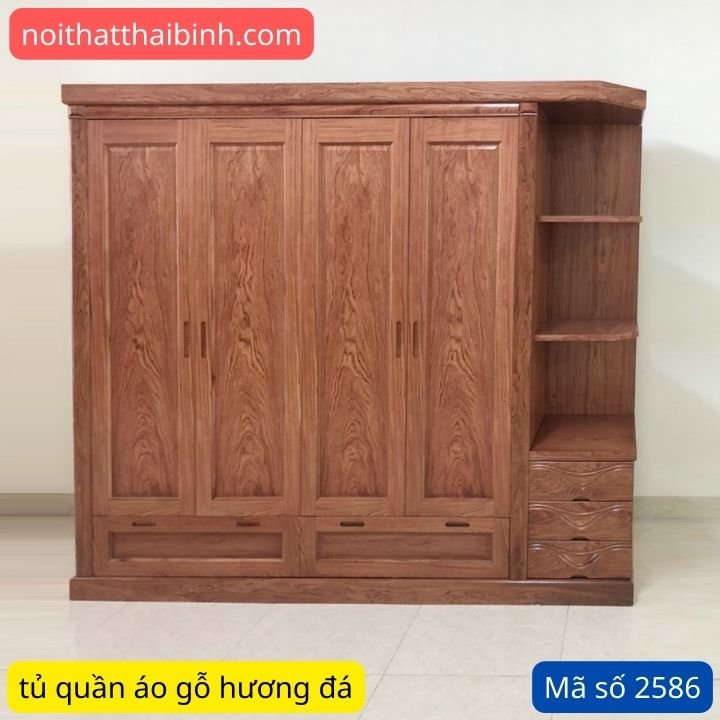 Tủ áo gỗ hương đá góc MS 2586 1 Tủ áo gỗ hương đá góc MS 2586