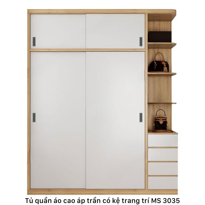 Tủ quần áo 2 tầng có kệ trang trí MS 3035 1 Tủ quần áo 2 tầng có kệ trang trí MS 3035