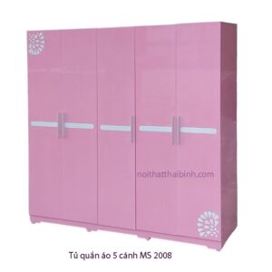 Tủ quần áo 5 cánh màu hồng MS 2008