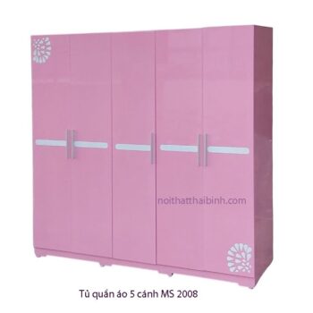 Tủ quần áo 5 cánh màu hồng MS 2008