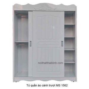 Tủ quần áo cánh trượt màu trắng MS 1562 Giá bán= 9,000,000đ giảm còn= 7,000,000đ