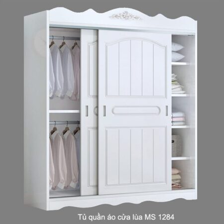 Tủ quần áo cửa lùa màu trắng MS 1284 Giá bán = 10.000.000đ giảm còn = 8.000.000đ