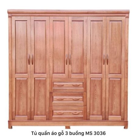Tủ quần áo 3 buồng gỗ xoan đào MS 3036