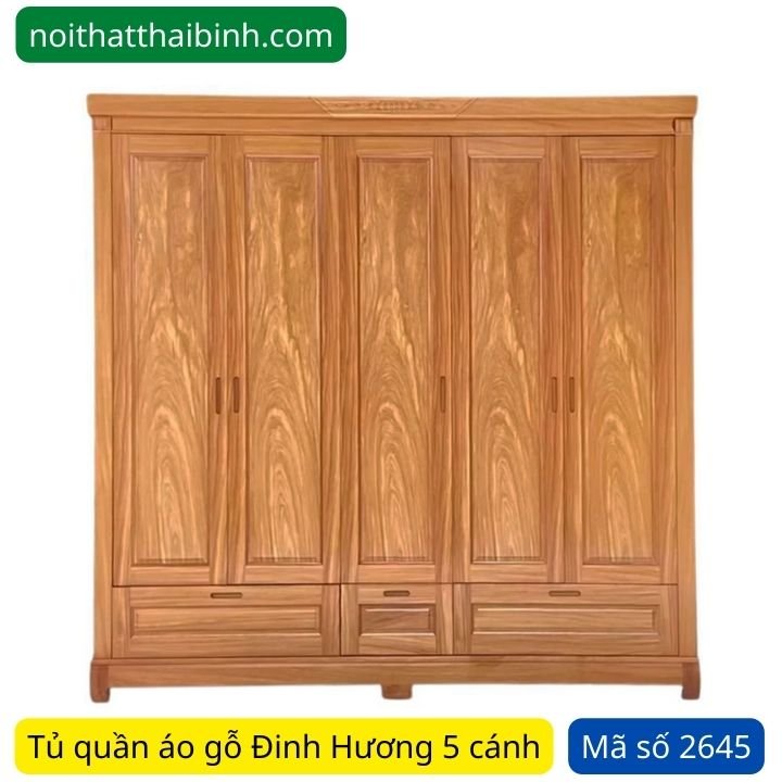 Tủ quần áo 5 cánh gỗ Đinh Hương MS 2645 1 Tủ quần áo 5 cánh gỗ Đinh Hương MS 2645