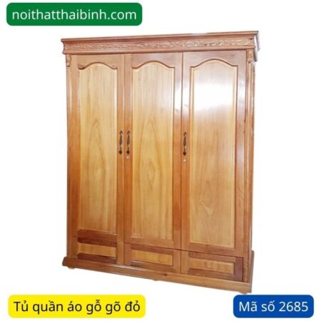 Tủ quần áo gỗ gõ đỏ MS 2685