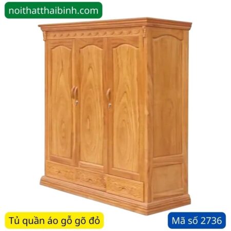 Tủ quần áo gỗ gõ đỏ 1m8 MS 2736