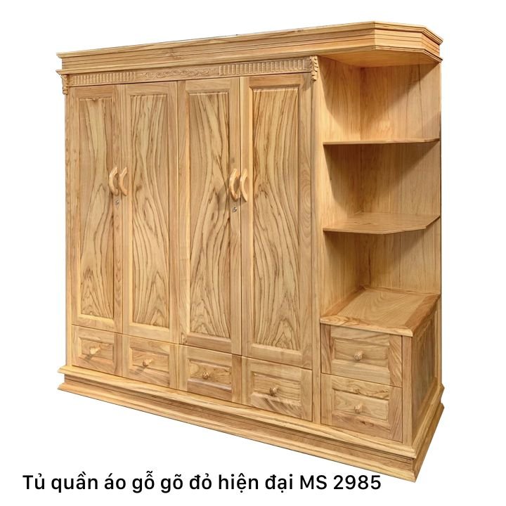 Tủ quần áo gỗ gõ đỏ hiện đại MS 2985 1 Tủ quần áo gỗ gõ đỏ hiện đại MS 2985