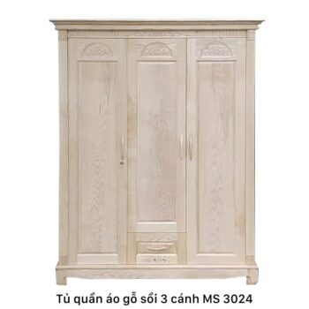 Tủ áo gỗ sồi 3 cánh gỗ tự nhiên MS 3024