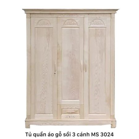 Tủ áo gỗ sồi 3 cánh gỗ tự nhiên MS 3024