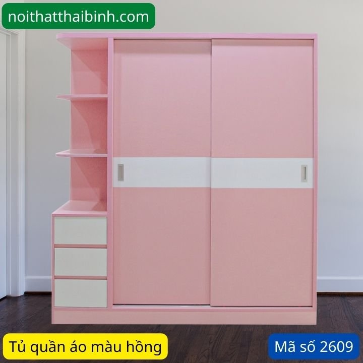 Tủ quần áo màu hồng MS 2609 1 Tủ quần áo màu hồng MS 2609