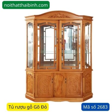 Tủ rượu gỗ gõ đỏ đẹp 1m6 MS 2683