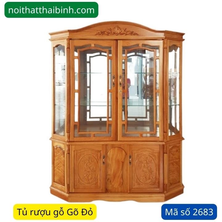 Tủ rượu gỗ gõ đỏ đẹp 1m6 MS 2683 1 Tủ rượu gỗ gõ đỏ đẹp 1m6 MS 2683