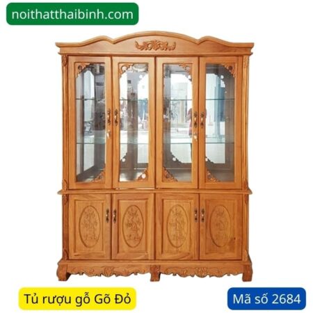 Tủ rượu gỗ gõ đỏ 4 cửa MS 2684
