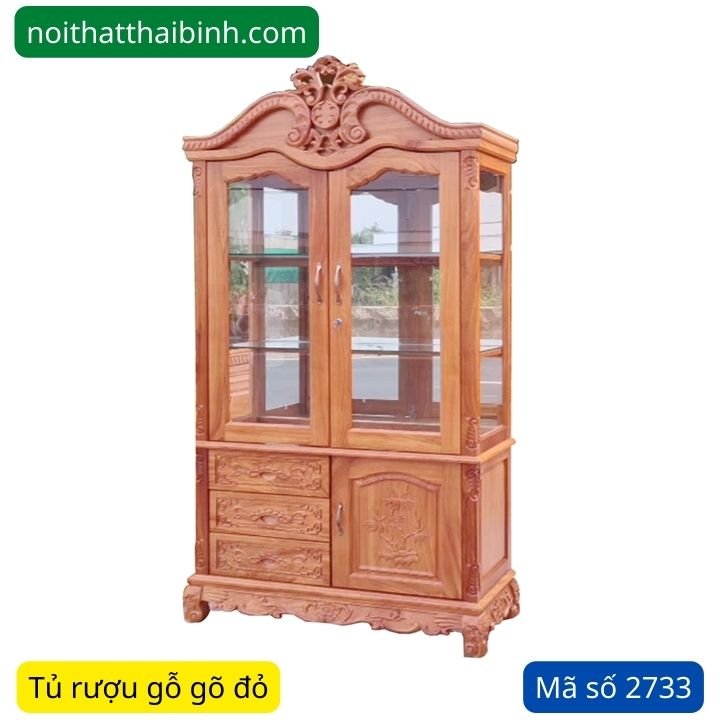 Tủ rượu gõ đỏ 1m2 MS 2733 1 Tủ rượu gõ đỏ 1m2 MS 2733