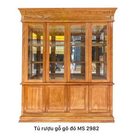 Mẫu tủ rượu gỗ đẹp gỗ gõ đỏ MS 2982