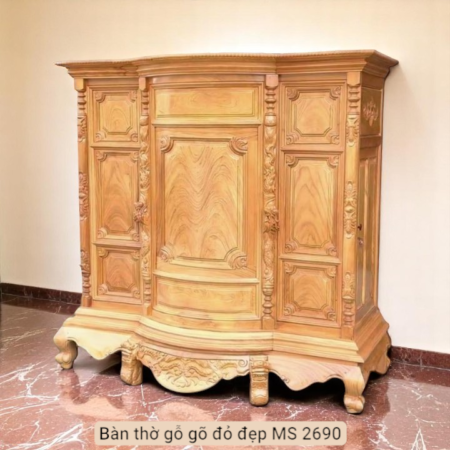 Bàn thờ gỗ gõ đỏ đẹp MS 2690 | GIAO HỎA TỐC TPHCM