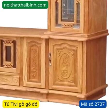 Kệ tivi gỗ gõ đỏ kết hợp tủ rượu MS 2737
