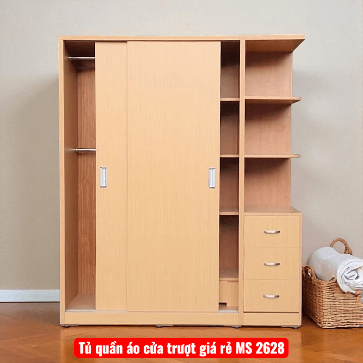 Tủ quần áo cửa trượt giá rẻ MS 2628 1 Tủ quần áo cửa trượt giá rẻ MS 2628