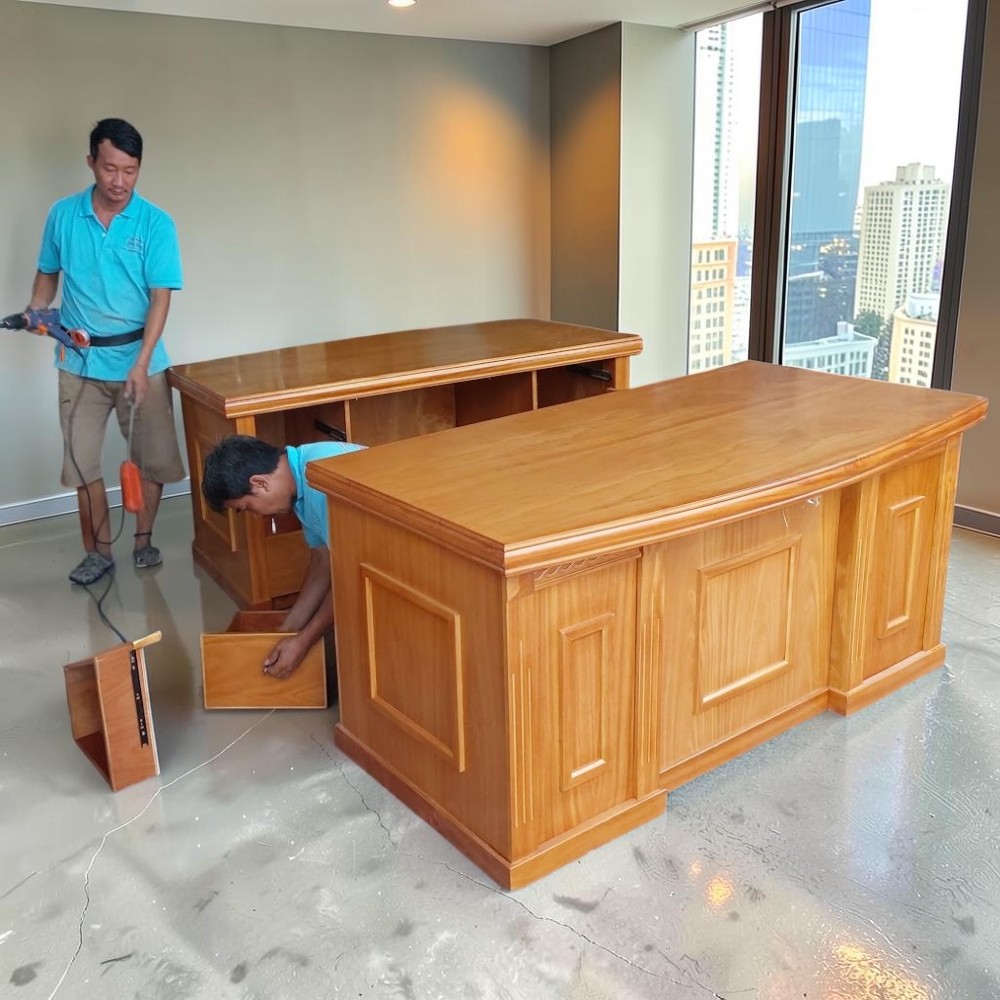 Bàn làm việc gỗ tự nhiên 1m2