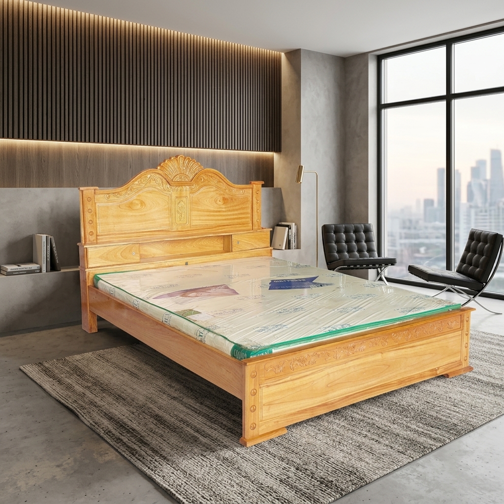 Top 50 Mẫu Giường Ngủ Giá Rẻ Bền Đẹp Tận Xưởng TPHCM 2026 51 Giường ngủ giá rẻ MDF có hộc kéo phòng chung cư nhỏ