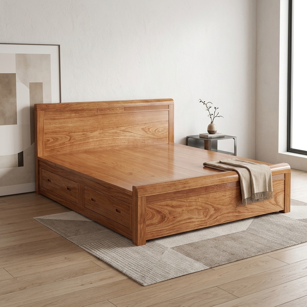 Top 50 Mẫu Giường Ngủ Giá Rẻ Bền Đẹp Tận Xưởng TPHCM 2026 47 Mẫu giường ngủ giá rẻ gỗ xoan đào hiện đại Nội Thất Thái Bình