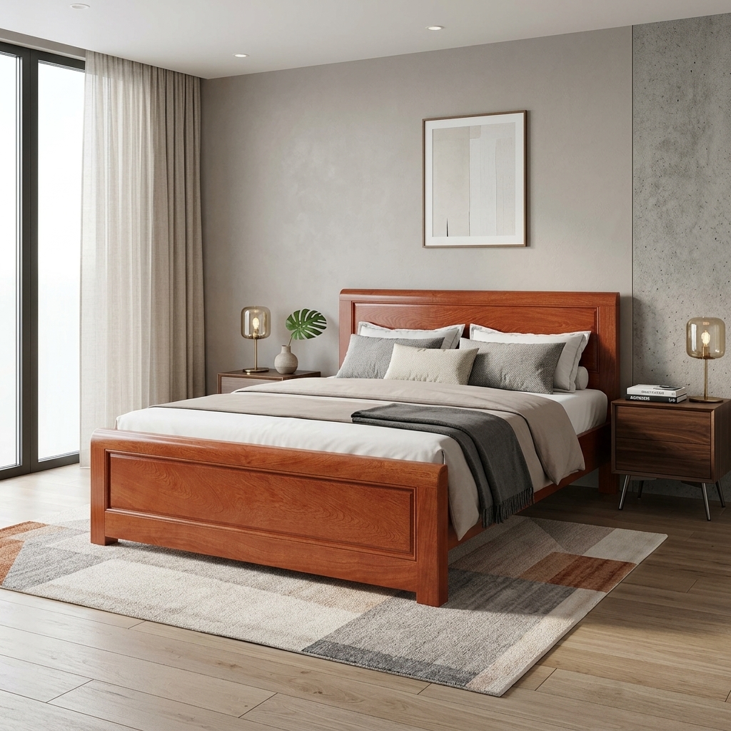 Top 50 Mẫu Giường Ngủ Giá Rẻ Bền Đẹp Tận Xưởng TPHCM 2026 49 Mẫu giường ngủ giá rẻ gỗ xoan đào hiện đại Nội Thất Thái Bình