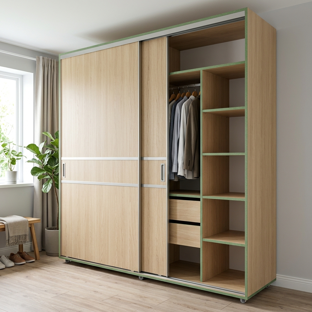 Tủ Quần Áo Cánh Lùa MDF Lõi Xanh Phủ Melamine