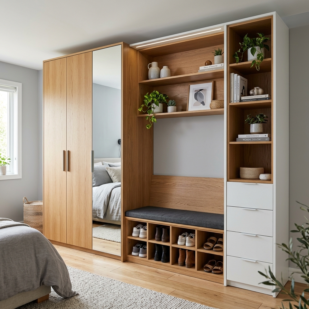 Tủ Quần Áo Đa Năng Kết Hợp Tủ Giày Và Kệ Trang Trí