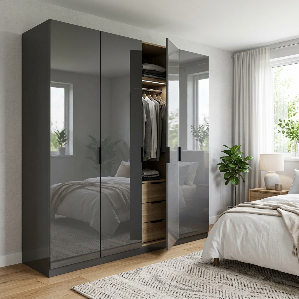 Tủ Quần Áo Gỗ Công Nghiệp Phủ Acrylic Bóng Gương