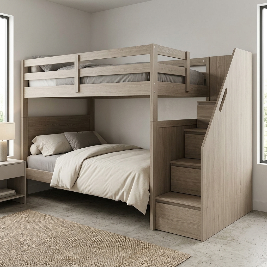 Top 30 Mẫu Giường 2 Tầng Người Lớn và giường tầng trẻ em Đẹp Bền Hot Nhất 2026 52 Giường tầng người lớn cầu thang ngoài có ngăn kéo đa năng