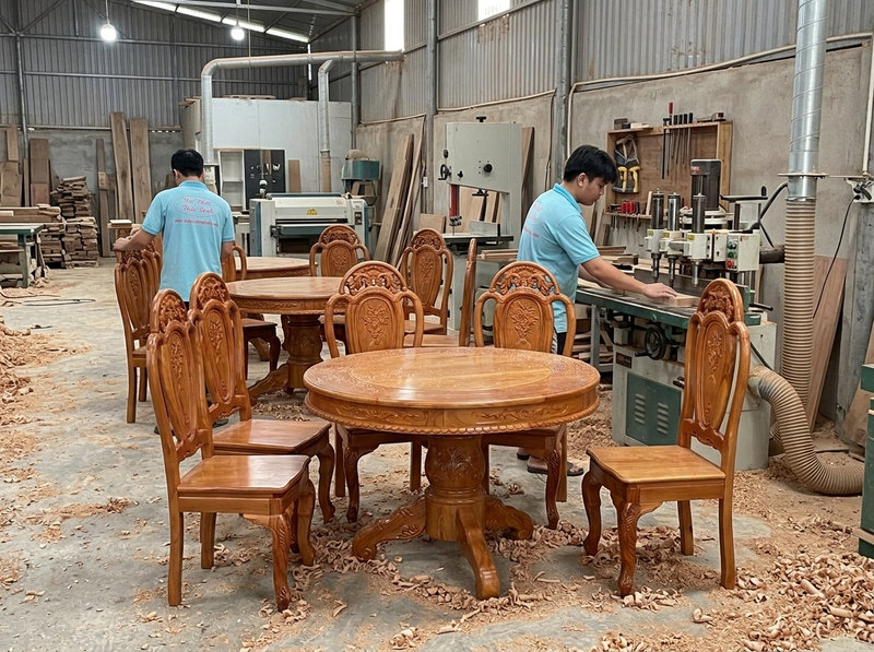 Bàn ăn gỗ tại Quận 6: Bền đẹp, bảo hành dài lâu 3 Mẫu bàn ăn gỗ tại Quận 6 kiểu chữ nhật hiện đại