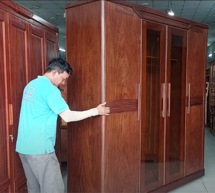 Tủ quần áo gỗ tự nhiên cánh kính MS 3117 1 Tủ quần áo gỗ tự nhiên cánh kính MS 3117