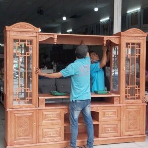 Tủ kệ tivi liền tủ rượu gỗ tự nhiên MS 2747