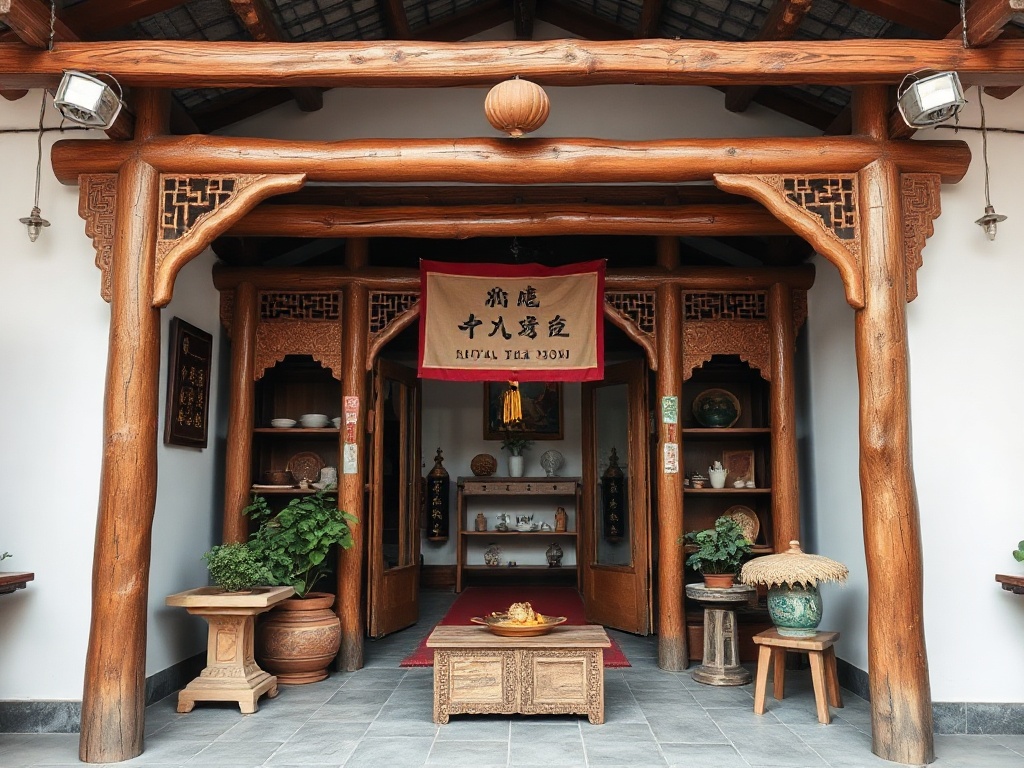 5 Cách Cải Thiện Không Gian Quanh Bàn Thờ Hiệu Quả và Tinh Tế 7 bàn thờ truyền thống làm từ gỗ tự nhiên