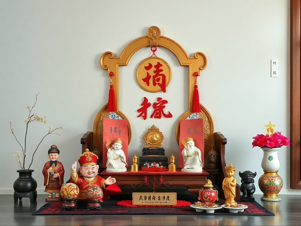 5 Cách Cải Thiện Không Gian Quanh Bàn Thờ Hiệu Quả và Tinh Tế 6 bố trí phong thủy bàn thờ với đồ may mắn