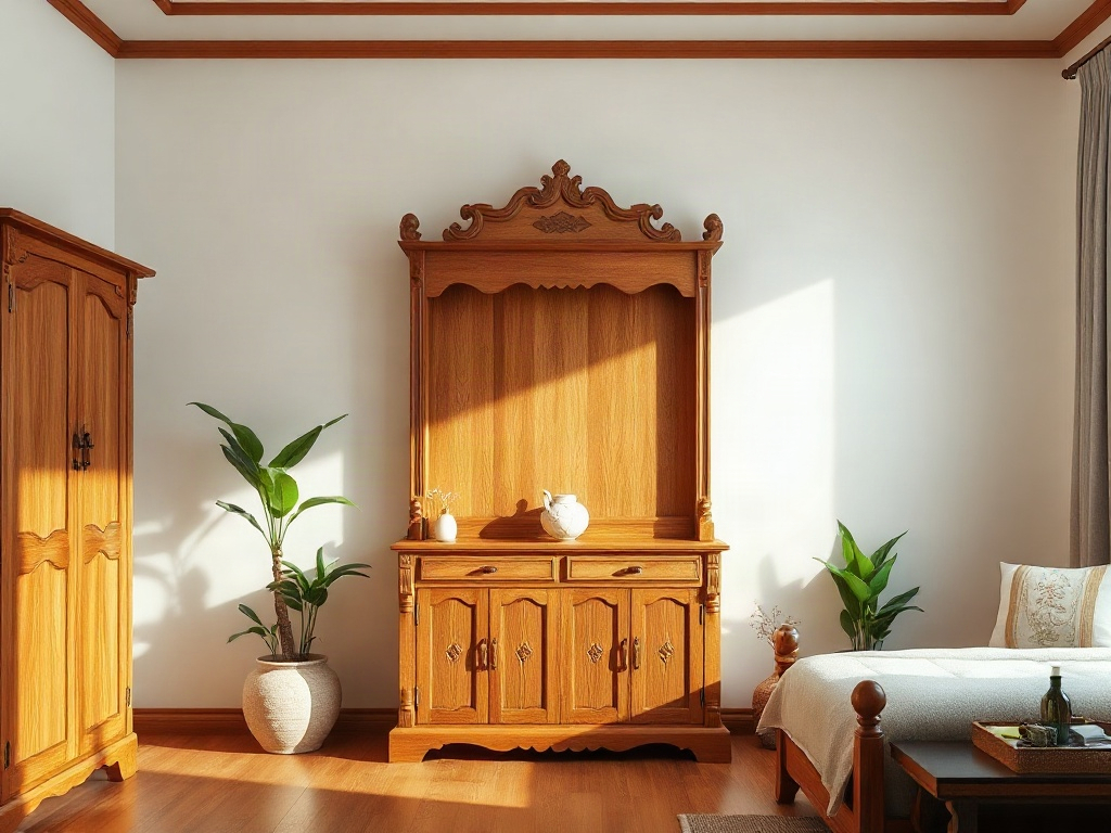 Cách bài trí tủ thờ hợp phong thủy - Cân đối ánh sáng và màu sắc cho khu vực thờ cúng