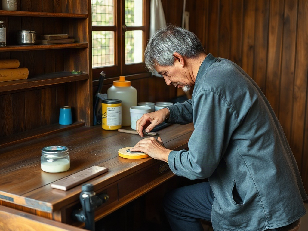 Bí quyết bảo quản bàn làm việc gỗ tự nhiên bền đẹp theo thời gian 8 Đánh bóng bàn gỗ bằng sáp tự nhiên