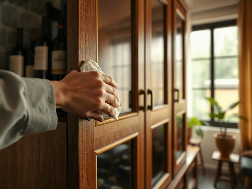 Đánh bóng bề mặt tủ rượu bằng sáp
